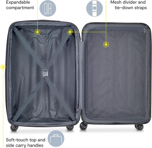 Delsey Luggage Helium Aero, International Carry On Luggage, 19", Front Pocket Hard Case Spinner Suitcase, Brick Red