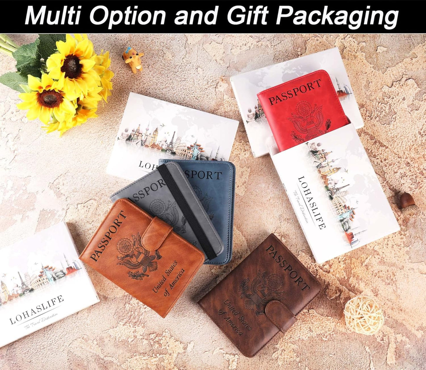 Passport Holder Cover Wallet Travel Essentials Leather Rfid Blocking Case Vacation Luggage Must Haves Travel Accessories for Men Women (120#Coffee)