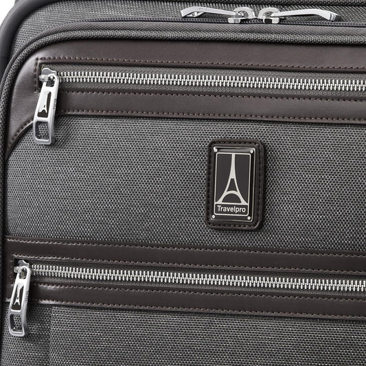 Travelpro Platinum Elite Softside Expandable Carry on Luggage, 8 Wheel Spinner Suitcase, USB Port, Men and Women, International, Vintage Grey, Carry On 19-Inch