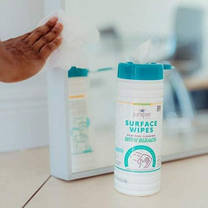 12 Pack Surface Cleaning Wipes with Bleach, All-Purpose Cleaner for Bathroom, Kitchen, Office, 420 Count Canister, 7.5" x 7" Sheet, Fresh Scent, Lint Free & Durable