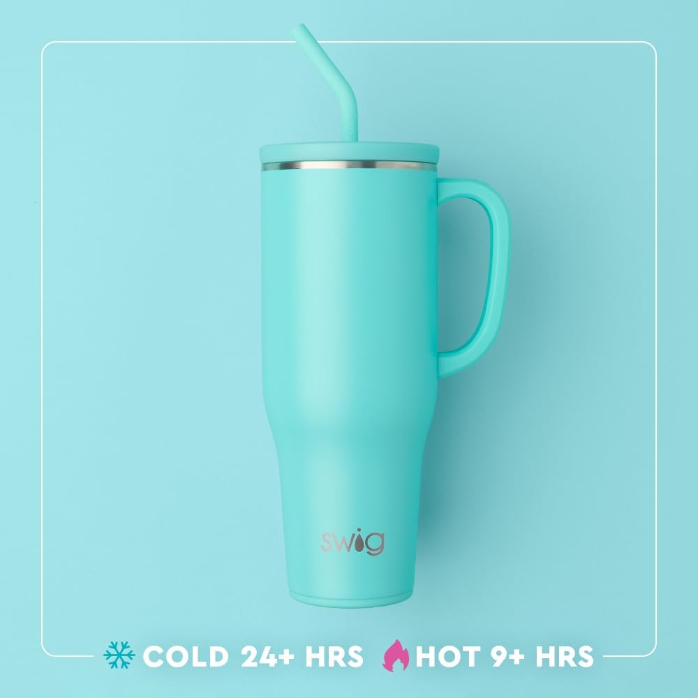 Swig Life 40oz Mega Mug, 40oz Tumbler with Handle and Straw, Extra Large Insulated Tumblers, Cup Holder Friendly Travel Mug (New York)