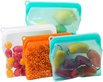 15 Ounce Dish washer safe, BluePerlOne 100% Food Grade Silicone, Reusable Zipper Storage Bags for Microwave, Oven, Fridge, Freezer & Sous Vide. (Orange/ 2 cups)-15 oz. - 1 Bag