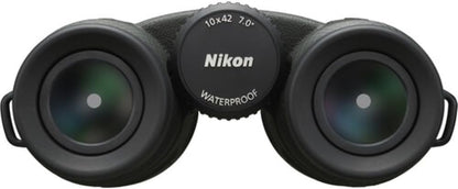 Nikon PROSTAFF P7 10x42 Binoculars Bundled with Harness Strap + Deluxe Cleaning Kit + Smartphone to Binocular Adapter + Microfiber Cleaning Cloth (5 Items)