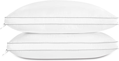 Globon Luxury Feather Down Pillow King Size,Firm Gusseted Bed Pillows for Sleeping, Hotel Collection Fluffy Pillow, 18"X34", Set of 2