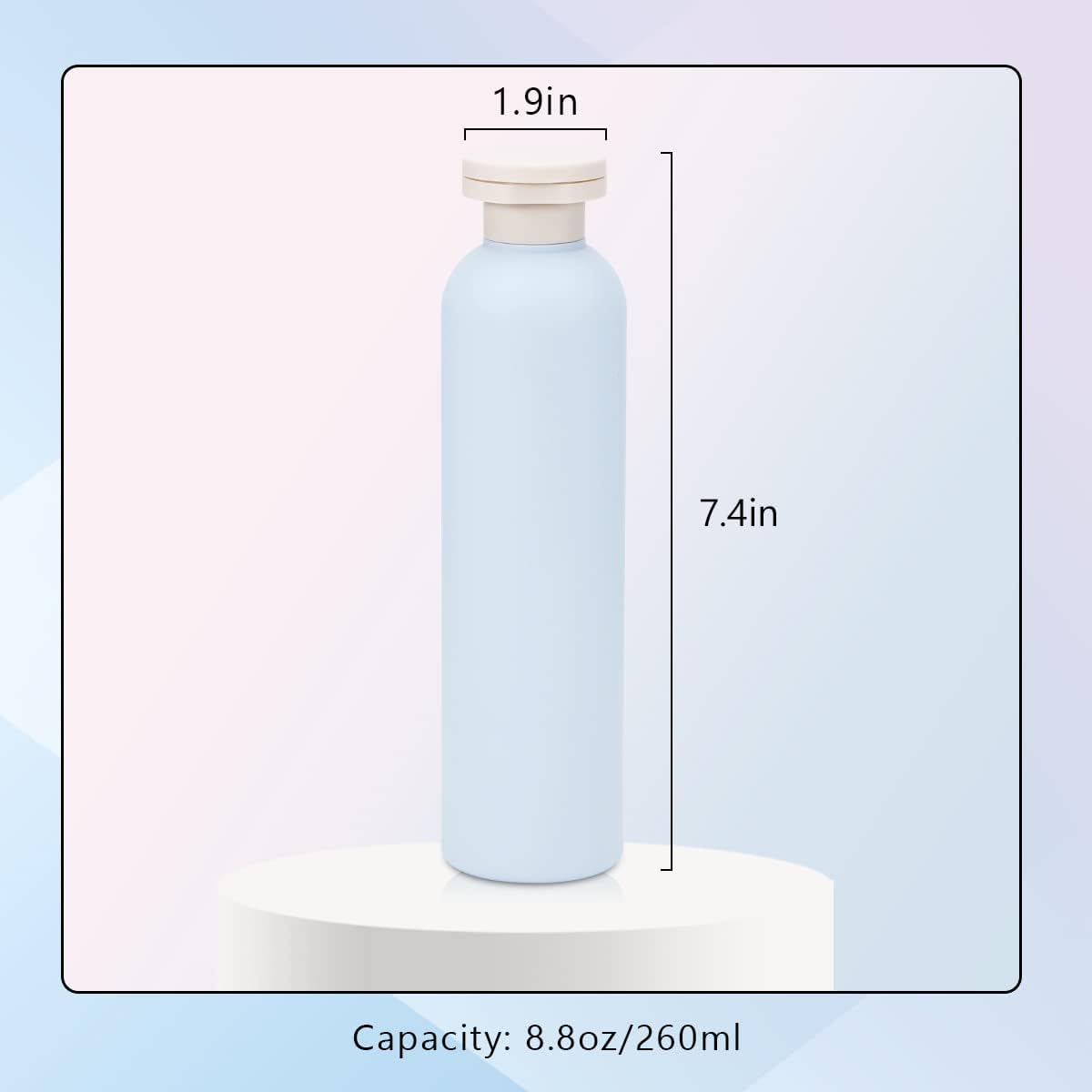 8.8 oz Travel Shampoo Bottles, Refillable Flip Cap Squeeze Bottles for Toiletries, Large Leakage-proof Travel Shampoo and Conditioner Bottles (Blue)