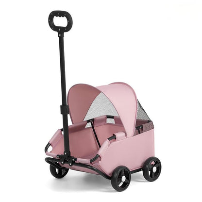 Dog Stroller 4 Wheels Folding Dog Cart with Sunshine Cover Pet Stroller for Travelling Shopping Walking Playing for Small Dogs Cats