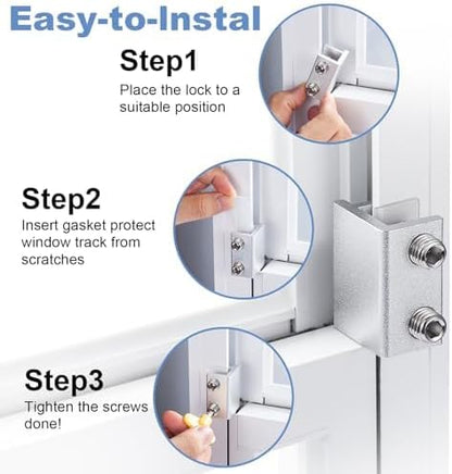 Sliding Window Locks,for Horizontal Sliding Windows,Window Security Lock with Key,Adjustable Aluminum Easv to Install Window Stopper,Window Locks for Up and Down Windows (6 Sets Silver)