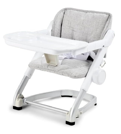 Feed Me 3-in-1 Travel High Chair Booster Seat for Infants and Toddlers - Transitional, Compact & Fits Any Chair, Swivel Tray, Shadow Gray