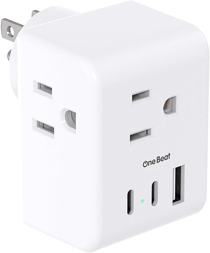 Multi Plug Outlet Extender, Power Strip Non Surge Protector Electric Outlet Splitter with 3 USB Wall Charger (2 USB C), Multiple Outlet Expander for Cruise, Dorm, Travel, Home, Office(White)