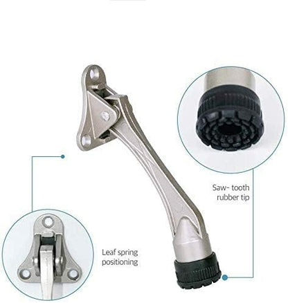 Door Stopper, Kick Down Door Stops for Heavy Doors, with Rubber Tip and Spring Lever, Adjustable, Easy to Set Down and Release, 4-Inch, for Wide Doors (4inch x 2pack, Dark Grey)