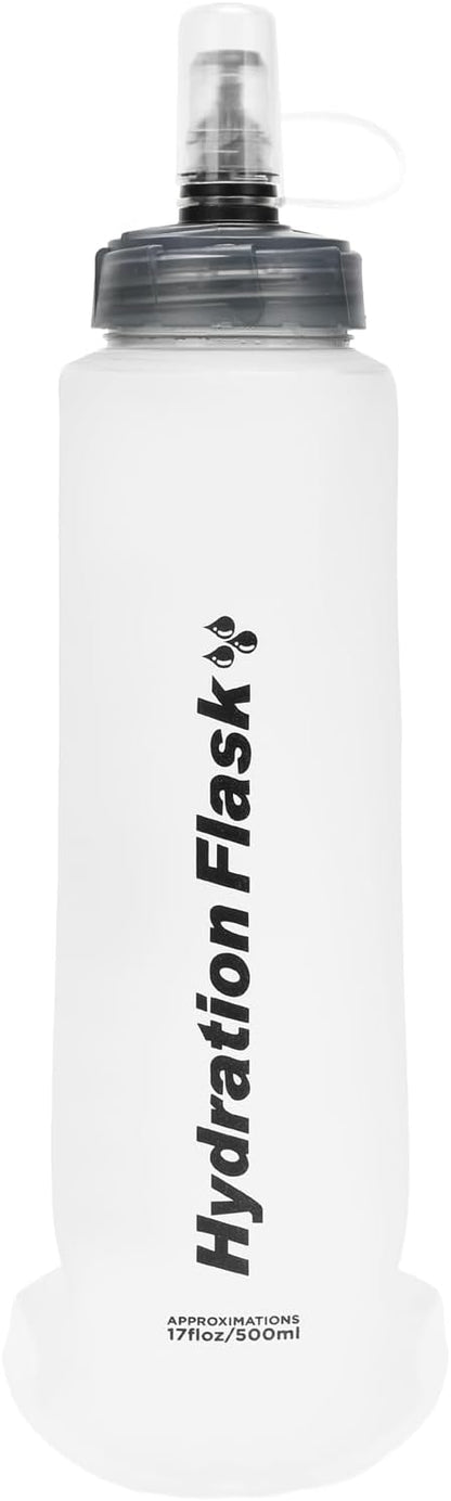 TRIWONDER TPU Collapsible Flask BPA-Free Soft Folding Water Bottles for Hydration Pack - Ideal for Running Hiking Cycling Climbing (500ml/16.9oz - White)