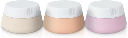 EZY DOSE Silicone Jar, Multi-Purpose Travel-Sized Container, Washable and Reusable, Versatile and Durable Container for Storage, Organizing and Preserving, Pink, Beige, and Peach, BPA Free, 3-Pack