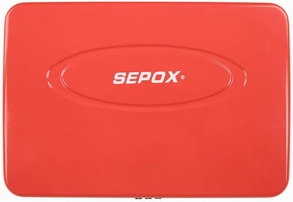 SEPOX® Twins Water/Fire-Resistant Portable Security Case Lock Box Steel, Personal Travel Storage Cabinet for Small Item,3 Ft Cable and Ressetable Combination Lock for Dorm, Car, Sports, Office（Red）