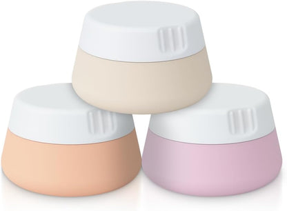 EZY DOSE Silicone Jar, Multi-Purpose Travel-Sized Container, Washable and Reusable, Versatile and Durable Container for Storage, Organizing and Preserving, Pink, Beige, and Peach, BPA Free, 3-Pack