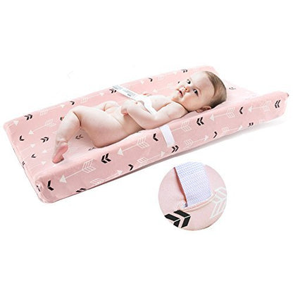 Stretchy Changing Pad Covers BROLEX 2 Pack Jersey Knit Change Pad Covers for Girls Boys,Pink & White Arrow