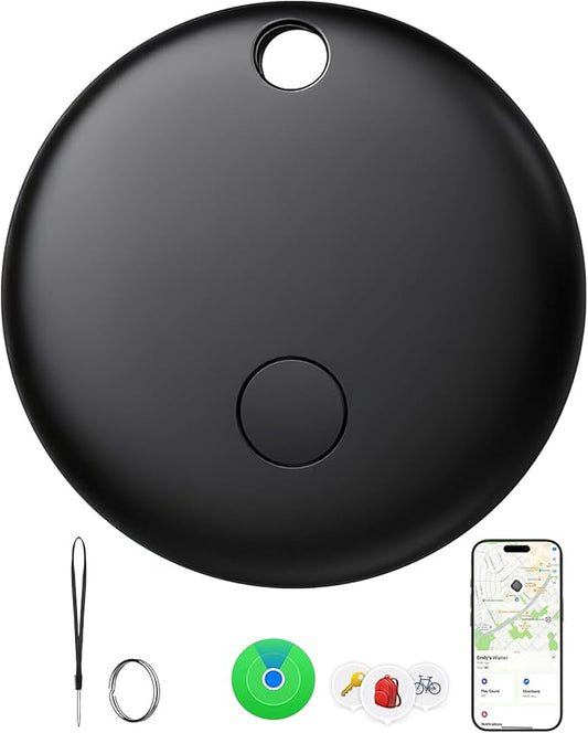 Tracker Tags-1 Pack, Pet Trackers, Item Locator Tags Works with Apple Find My | iOS Only | Replaceable Battery | Water-Resistant(1 Black)