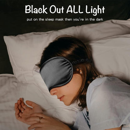 LULUSILK Mulberry Silk Sleep Eye Mask Blindfold with Elastic Strap Headband, Soft Eye Cover Eyeshade for Night Sleeping, Travel, Nap(Black), Pack of 1