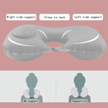 Inflatable Travel Pillow for Sleeping Airplane - Inflatable Neck Pillow for Traveling on Plane, Press to Inflate,Portable Travel Neck Pillow with Carry Bag （Gray）