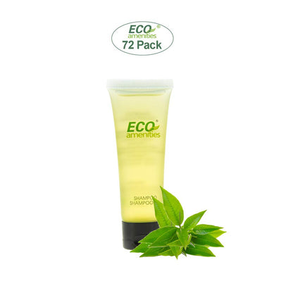 ECO amenities Shampoo Mini Flip-Cap Tubes - 1 fl oz (30 mL), 72 Count - Hotel Shampoo Bulk & Travel Toiletries - Green Tea Scent & Airbnb Amenities - Hotel Toiletries Bulk