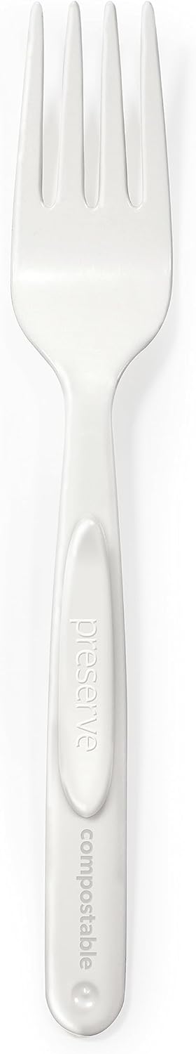 Preserve Compostable Fork, Made in USA, Medium Weight Cutlery, White, 840 Count