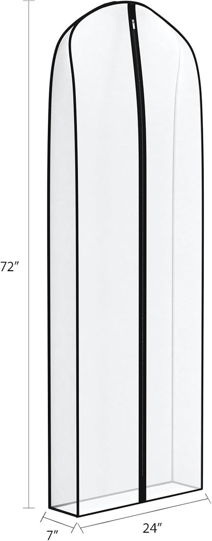 Zilink Breathable Dress Bags for Gowns Long 72” Wedding Dress Storage Bags Silky Dress Bags for Closet Storage with 7" Gussted Wrinkle Free for Long Evening Dresses Puffy Dress Storage, Set of 4