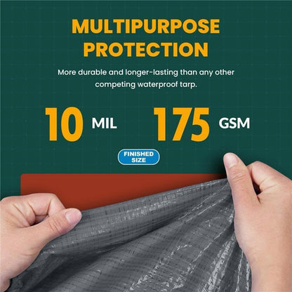 Large Waterproof Tarp - Heavy Duty 10 Mil Thick Poly Tarpaulin Ideal for Canopy Tents, Boats, RV or Pool Covers - Multipurpose Protective Tarps with Grommets for Indoor, Outdoor Use | 12' x 12' 2 Pack