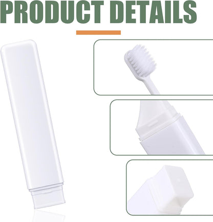 Patelai 2 Pieces Travel Toothbrush Set, Soft Bristle Mini Foldable Tooth Brush with Case, Individually Wrapped Small Portable Travel Size Toiletries Stuff for Camping (Black and White)