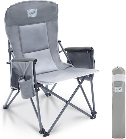 Heavy Duty Portable Folding Camping Chair for Adults with Comfy Padded Backrest | for Outdoor & Sports, Backpacking, Beach, Lawn, Hunting, Tailgating, Fishing | Supports 400 Lbs