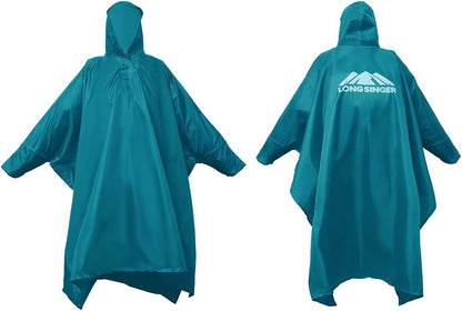 longsinger Rain Poncho for Adult, Waterproof Rain Poncho with Hood and Sleeve, Ideal for Hiking, Hunting, Camping