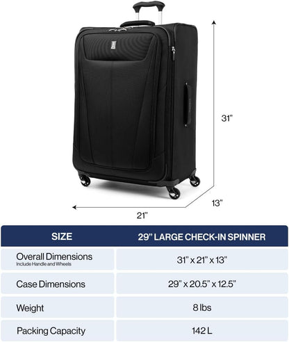 Travelpro Maxlite 5 Softside Expandable Checked Luggage with 4 Spinner Wheels, Lightweight Suitcase, Men and Women, Dusty Rose Pink, Checked Large 29-Inch