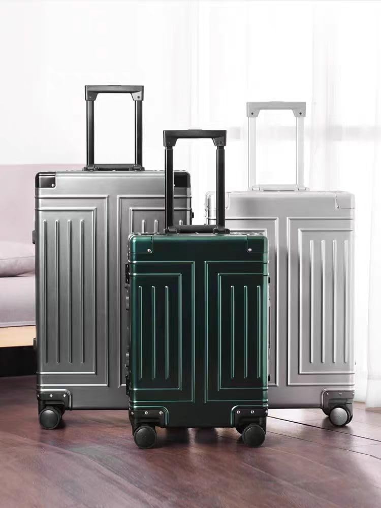 All Aluminum Carry On Luggage，Cut from Whole Aluminum Sheet，22x14x9 Airline Approved ，（3rd Generation，Premium Metal zipperless suitcase ） (grey, 26inch)