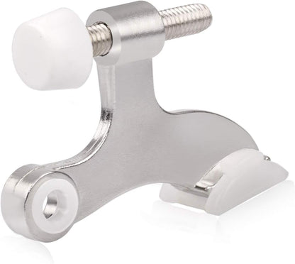 HOMOTEK 8 Pack Hinge Pin Satin Nickel Door Stopper,Adjustable Deluxe Heavy Duty Door Stopper 2-1/2"x1-3/4,with White Rubber Bumper Tips
