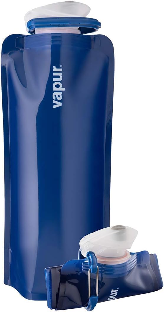Vapur Flexible, Collapsible Wide Mouth Anti-Bottle with Detachable Carabiner, 34 Ounce, Admiral Blue, Pack of 1