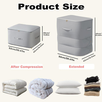 Ultra Space Saving Self Compression Organizer, 2025 New 3-Layer Zipper Large Capacity Storage Bag, Thick Satin Fabric Heavy Duty Bags for Comforters Blankets Bedding Duvet (Gray, X-Large, 2PC)