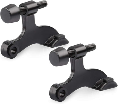 HOMOTEK 2 Pack Hinge Pin Black Door Stopper,Adjustable Deluxe Heavy Duty Door Stopper 2-1/2"x1-3/4”,with Black Rubber Bumper Tips