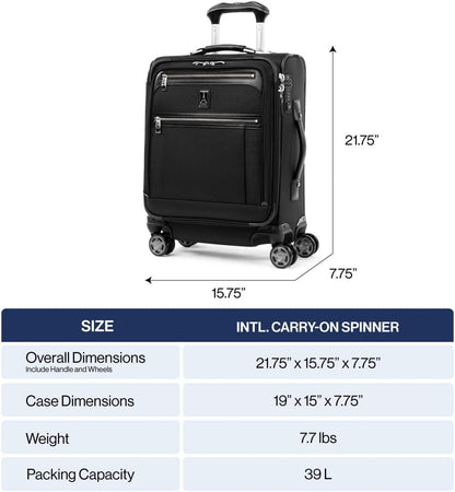 Travelpro Platinum Elite Softside Expandable Carry on Luggage, 8 Wheel Spinner Suitcase, USB Port, Men and Women, International, Bordeaux Red, Carry On 19-Inch