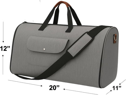 Convertible Garment Bag for Travel – 2 in 1 Carry On Duffel Suit Bag with Shoulder Strap – Hanging Weekender Suitcase for Men & Women, Ideal for Business & Overnight Trips