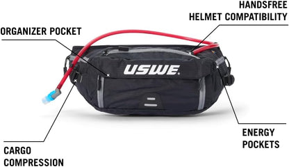 USWE Zulo Hydration Hip Pack - with Organizer and Side Pockets, Bounce Free Hip Belt (6L, Yellow)