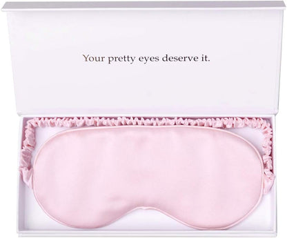 Silk Sleep Mask Light Blocking Luxury 100% Mulberry 19mm Silk Eye Mask Eye Cover Blindfold Ultra Soft Light & Comfy Anti Aging Skin Care with Travel Bag Gift Package