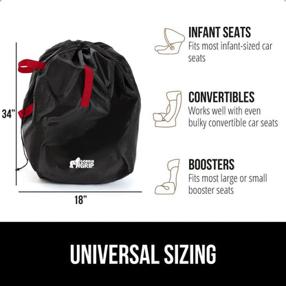 GORILLA GRIP Car Seat Travel Bag for Airplane Gate Check, Easy Carry Backpack Bags Cover Carseats, Infant Baby Carriers and Toddler Booster Seats for Airport, Child Air Travels Airport Essential, Red