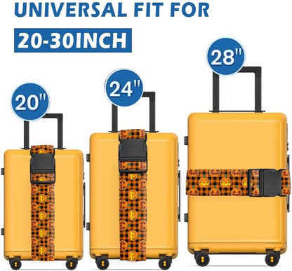 Luggage Straps for Suitcases Travel Belt Accessories, Cute Suitcase Strap, Adjustable Luggage Belt Strap, Heavy Duty with Quick-Release Buckle Luggage Strap Red Pumpkin