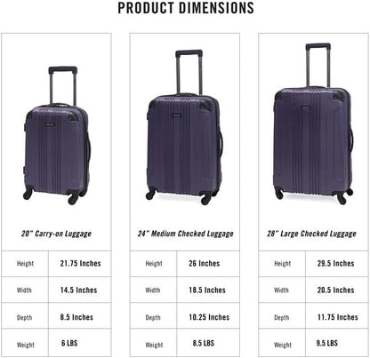 Kenneth Cole REACTION Out of Bounds Lightweight Hardshell 4-Wheel Spinner Luggage, Smokey Purple, 24-Inch Checked