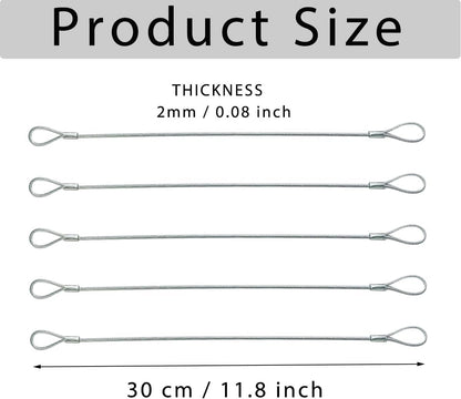5 Pack Luggage Lock Safety Cable, Stainless Steel Cable with Loops, Stainless Steel Safety Cable, Safety Cable Lock, Braided Steel Coated Safety Cable Luggage Lock 2mm Thickness 12 inch Length