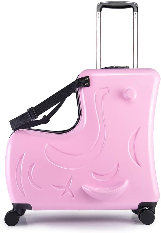 N-A Kids Ride On Suitcase with Wheels, Scooter Luggage for Toddlers Travel, Durable Children's Suitcase for Boys & Girls Ages 2-19 Years