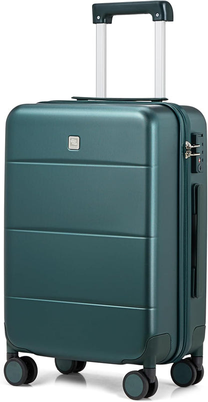 Hanke 24 Inch Checked Luggage with Spinner Wheels Hard Shell Suitcases Lightweight Travel TSA Luggage for Women Men Medium Suitcase(Blackish Green)