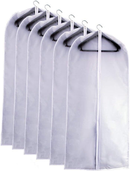 Garment Bags Covers 24''X60'' Dress Bags for Hanging Clothes (Pack of 6) with Study Full Zipper Coat Covers for Closet Clothes Storage Travel