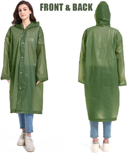 Rain Coats (2 Pack) - Reusable EVA Rain Ponchos for Adults Rain Jackets Raincoats for Men Women