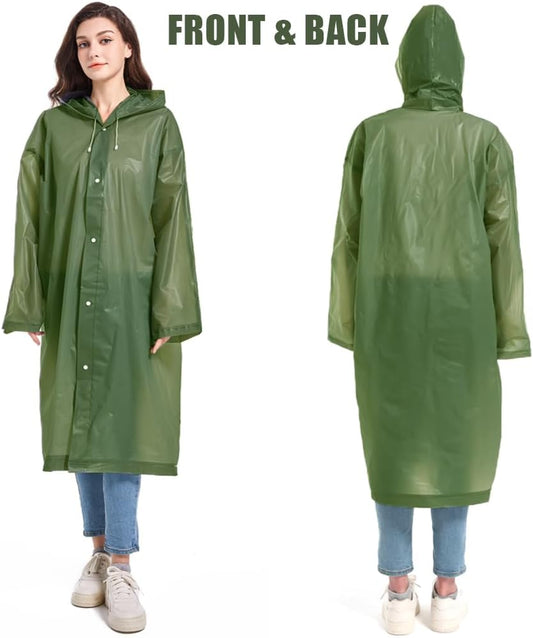 Rain Coats (2 Pack) - Reusable EVA Rain Ponchos for Adults Rain Jackets Raincoats for Men Women