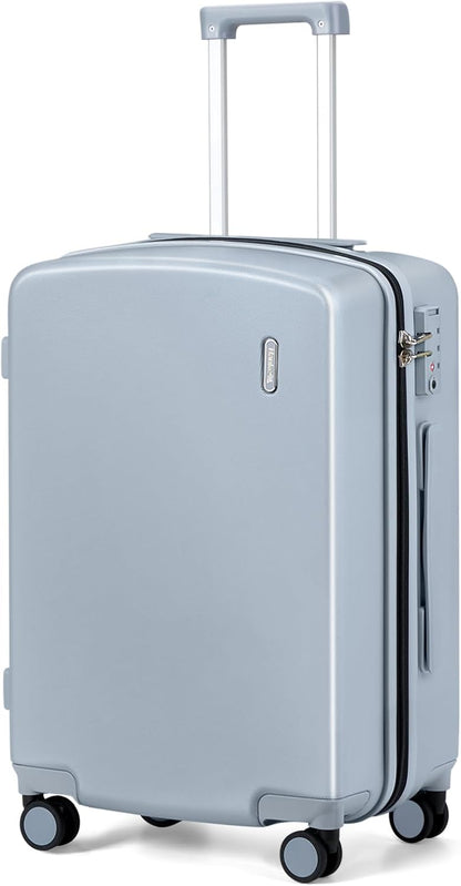Hanke 24 Inch Luggage with Spinner Wheels Lightweight PC Hard Shell Suitcases Checked Luggage with TSA Lock Checked-Medium 24-Inch Rolling Suitcase for Travel(Grey)