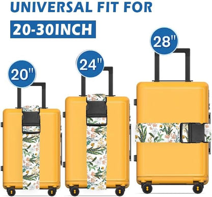 Luggage Straps for Suitcases Travel Belt Accessories, Cute Suitcase Strap, Adjustable Luggage Belt Strap, Heavy Duty with Quick-Release Buckle Luggage Strap Beautiful Flowers
